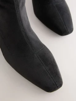 Next Noir - Bottes chaussettes à talon bloc et bout ciselé Outlet