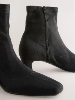 Next Noir - Bottes chaussettes à talon bloc et bout ciselé Discount