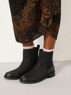 Fat Face Noir - Bottes Chelsea FatFace en Cuir Coupe large Best