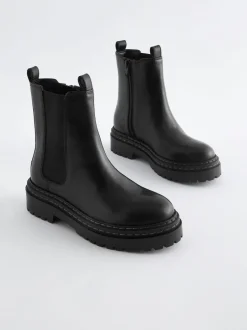 Next Noir - Bottes Chelsea épaisses en cuir Sale