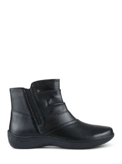 Pavers Noir - Bottes cheville en Cuir Coupe large New