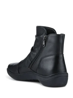 Pavers Noir - Bottes cheville en Cuir Coupe large New