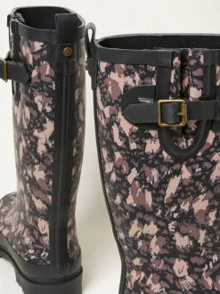 Fat Face Noir - Bottes de pluie imprimées en caoutchouc FatFace Online
