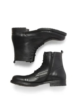 JACK & JONES Noir - Bottes en cuir Discount