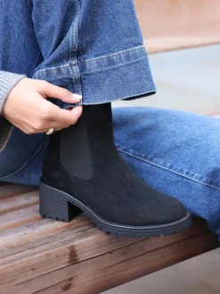 Linzi Noir - Bottes Path à talon carré Chelsea Sale