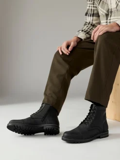 Next Noir - Bottes zippées à embout en cuir New