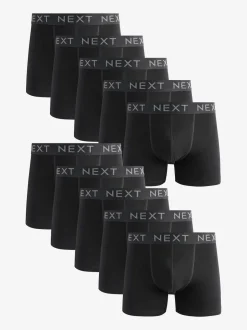 Next - Boxer en coton riche 10 Lot Noir Discount