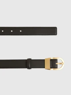 Reiss Noir - Ceinture en cuir à boucle incurvée Hazel Outlet