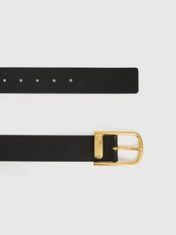 Reiss Noir - Ceinture en cuir avec boucle à demi-passant Iyla Outlet