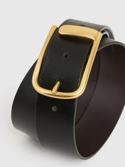 Reiss Noir - Ceinture en cuir avec boucle à demi-passant Iyla Outlet