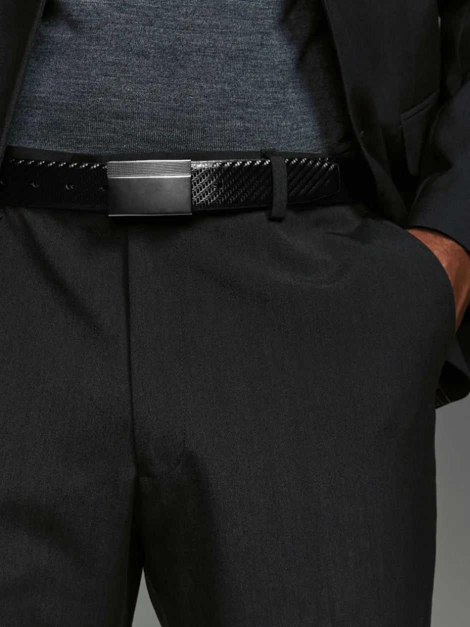 Next Noir - Ceinture en cuir lisse à imprimé réversible Hot