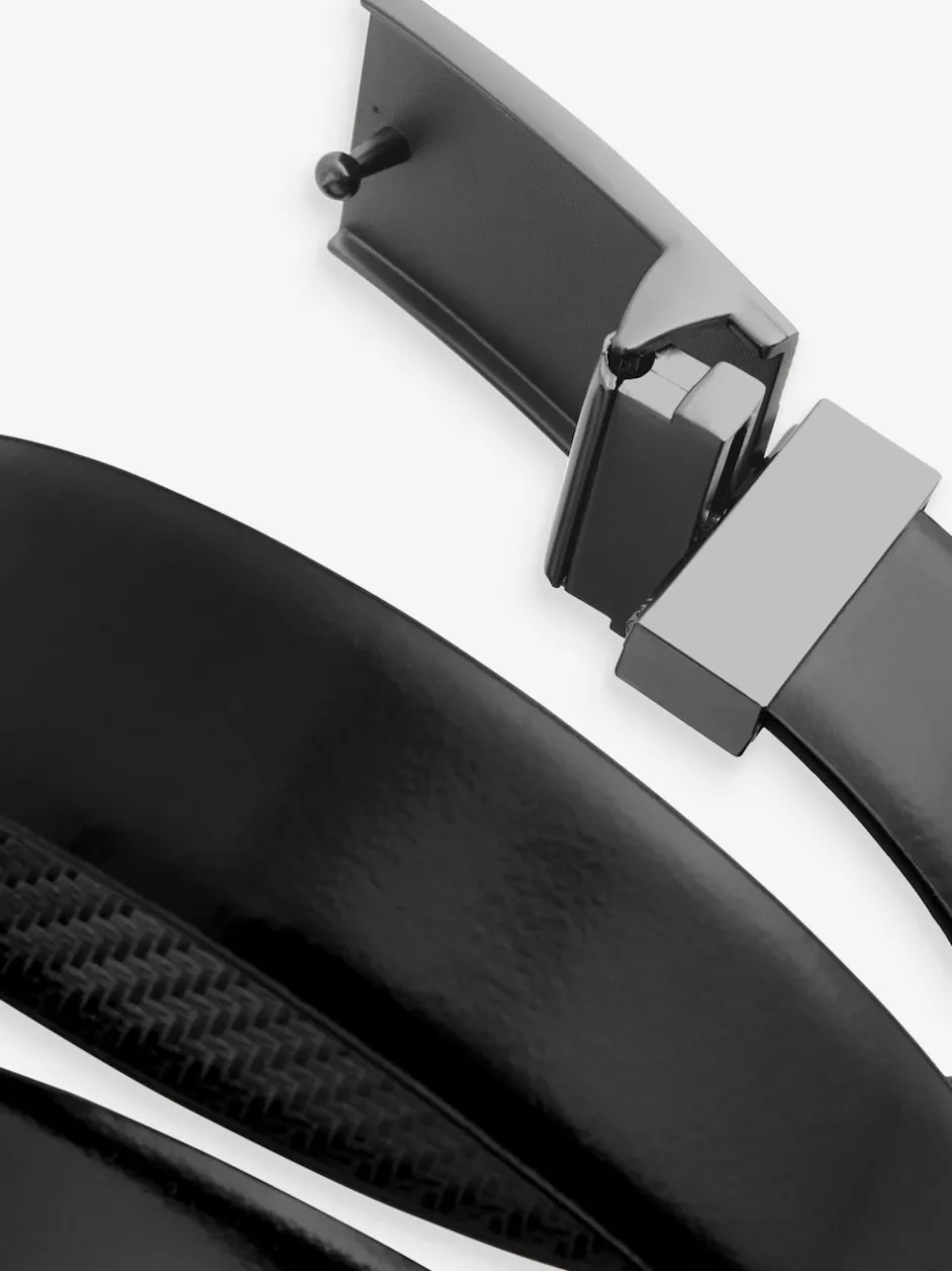 Next Noir - Ceinture en cuir lisse à imprimé réversible Hot