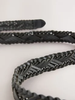 Next Noir - Ceinture en cuir tressé à la main