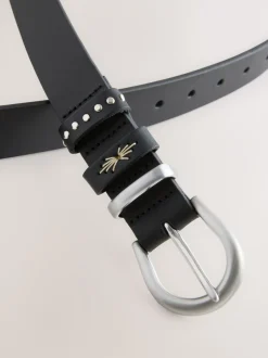 Next Noir - Ceinture en cuir western coupe standard Outlet