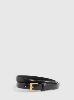 Reiss Noir - Ceinture fine en cuir Holly Hot
