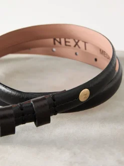 Next Noir - Ceinture N. Premium Skinny Made In Italie en Cuir Sale
