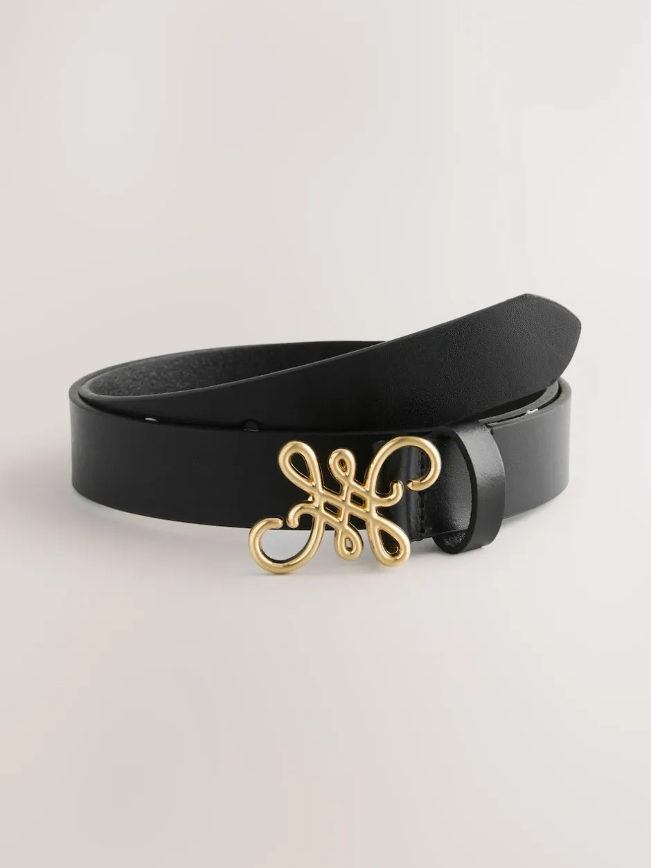 Next Noir - Ceinture Regular Statement en cuir à boucle Discount