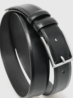 Reiss Noir - Ceinture Dante en cuir lisse Online