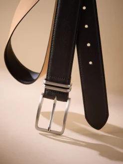 Next Noir - Ceinture Signature en cuir avec passant en métal Hot