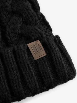 Next - Chapeau pompon en tricot torsadé (1-16ans) Noir