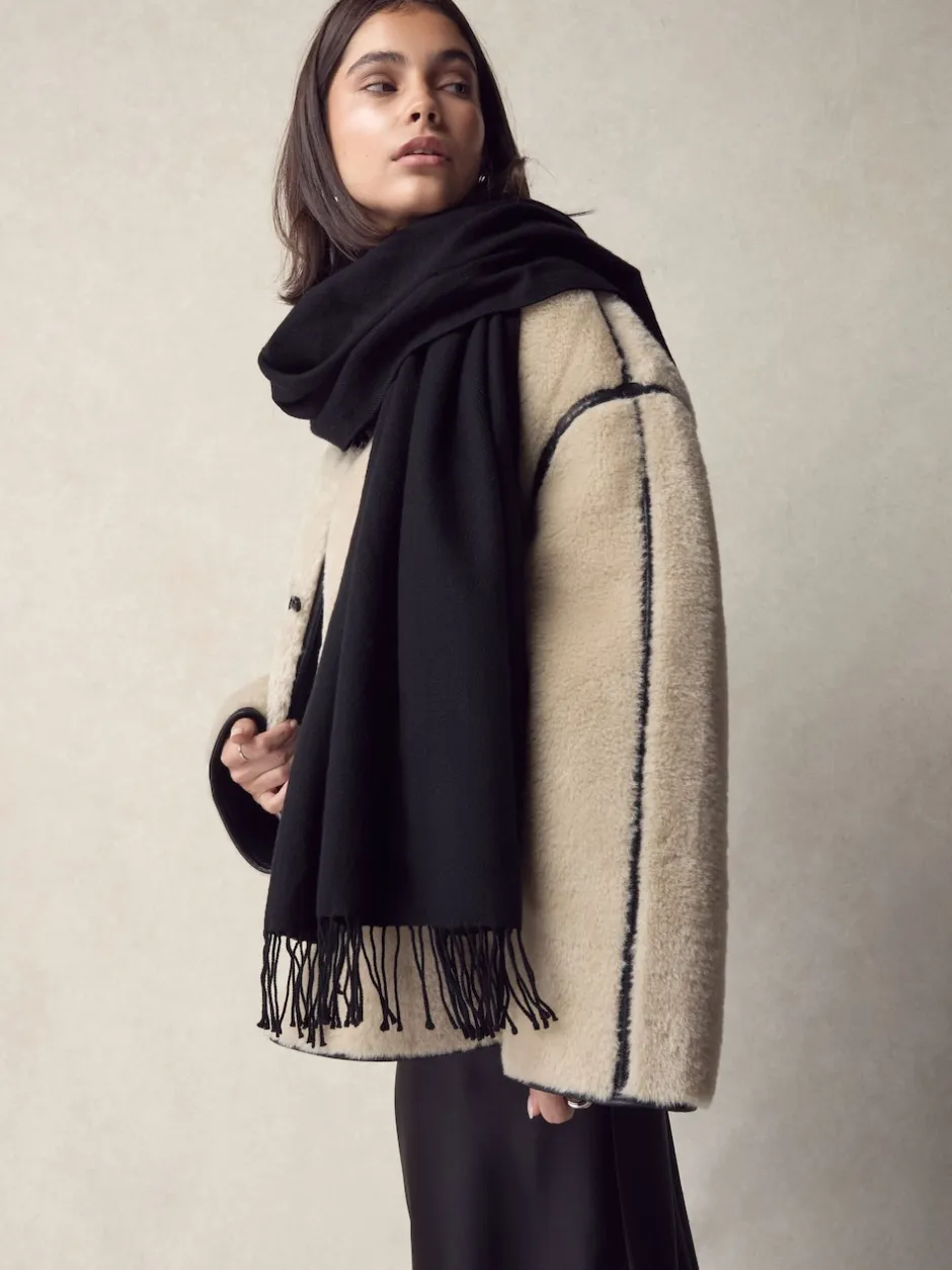 Next Noir - Écharpe châle Premium Made in Italie en sergé poids moyen Sale