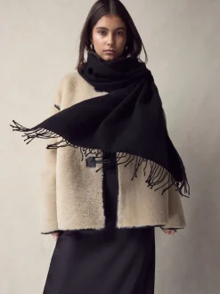 Next Noir - Écharpe châle Premium Made in Italie en sergé poids moyen Sale