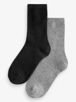 Next Noir - Chaussettes de cheville en laine mérinos thermale 2 Pack avec Cashmere Hot