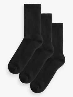 Next - Chaussettes de sport à semelles coussinées 3 Pack avec soutien de la voûte plantaire Noir Best