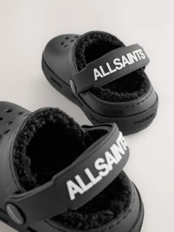 smALLSAINTS Noir - chaussons de sabots imprimés doublés de peau de mouton Sale