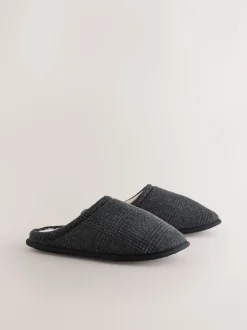 Next Noir - Chaussons mules à carreaux Discount