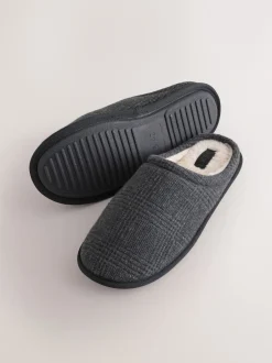 Next Noir - Chaussons mules à carreaux Discount