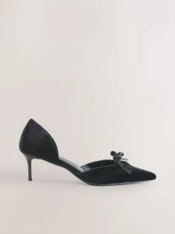 Next Noir - Chaussures à talons en deux parties avec nœud en velours Forever Comfort® Hot