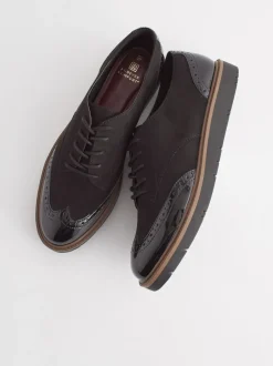 Next Noir - Chaussures Brogue à lacets et semelle épaisse New