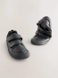 Next Noir - Chaussures d’école Barefoot en cuir à 2 lanières à fermeture par contact Discount