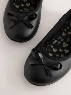 Next Noir - Chaussures d’école de ballerine en cuir