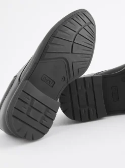 Next Noir - Chaussures Dentelle-up en cuir uni sur le devant Discount