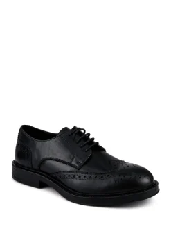Pavers Noir - Chaussures Derby Brogue Coupe large en cuir Hot