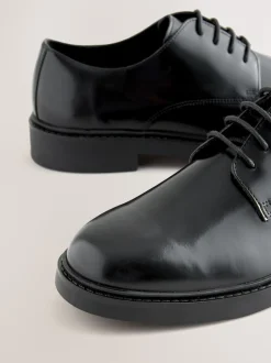 Next Noir - Chaussures derby en cuir ultra-brillant Outlet