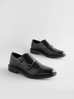 Next Noir - Chaussures Double Monk Clearance