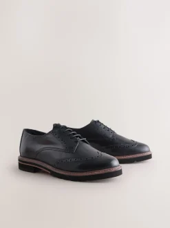 Next Noir - Chaussures richelieu Forever Comfort® en cuir à lacets et semelles épaisses New