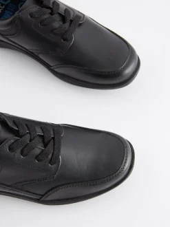 Next Noir - Chaussures School en cuir à lacets Discount