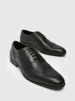 Schuh Noir - Chaussures Row en cuir Brogue Hot