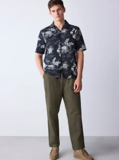 Next Noir - Chemise à manches courtes imprimée style japonais Online