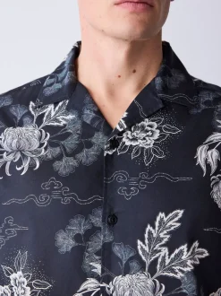Next Noir - Chemise à manches courtes imprimée style japonais Online