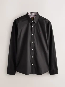 Next - Chemise Oxford stretch à manches longues Noir Outlet