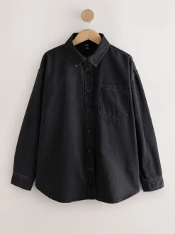 Next - Chemises oversize en Denim Noir Sale