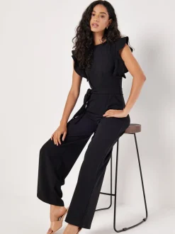 Apricot Noir - Combinaison à manches volantées et plis Outlet