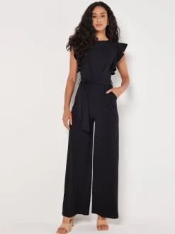 Apricot Noir - Combinaison à manches volantées et plis Outlet