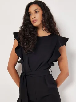 Apricot Noir - Combinaison à manches volantées et plis Outlet