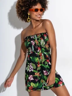 Pour Moi Noir - Combinaison de plage tissée avec corsage froncé sans bretelles Online